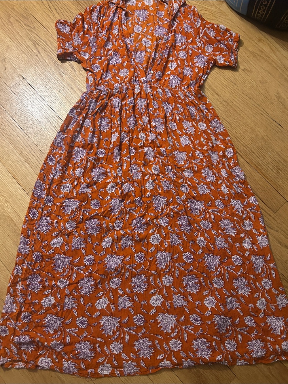 Women’s Orange Floral Midi Dress
